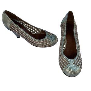 chie mihara HOLIDAY metallic gold woven heels 39 8